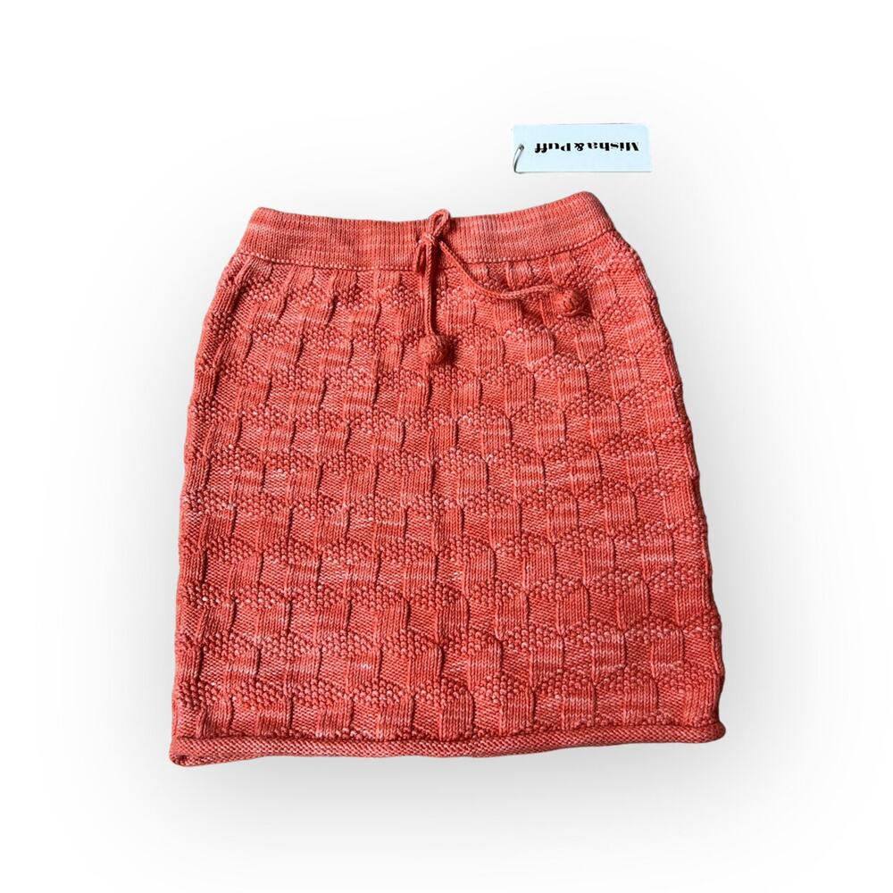 Misha & Puff Block Stitch Roll Hem Skirt In Melon